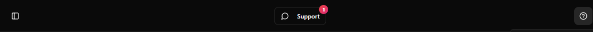 The Support button with the pulsing red unread badge showing a count.